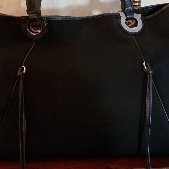 Awesome! Ferragamo Large Tote Handbag/ Black Fabric/Good Condition $1,350.00. - Picture 3 of 16